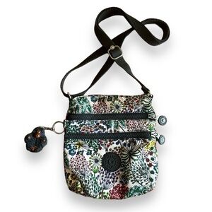 Kipling Floral Mini Crossbody Bag with monkey keychain bag charm travel purse